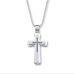 Men’s Cross 1/6 ct Black Diamonds Stainless Steel